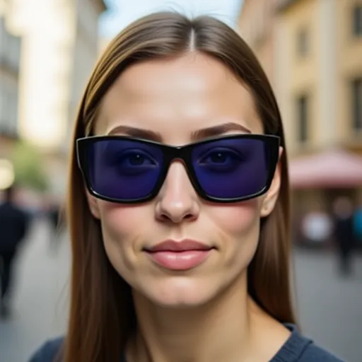 Синие линзы в черной узкой оправе